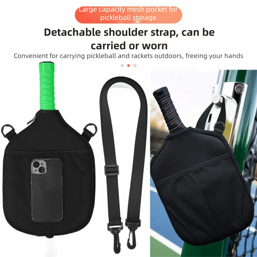 

Neoprene Pickleball Racket Sleeve Waterproof with Crossbody Strap Carry Bag Durable Lightweight Protective Case