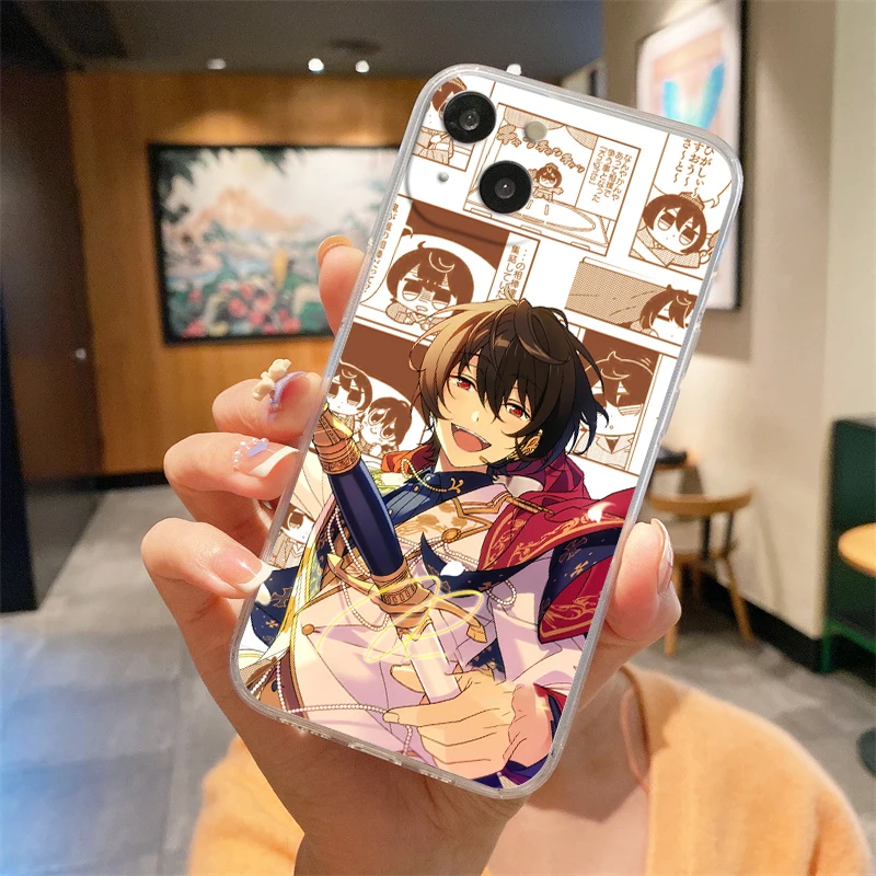 Anime Ensemble Stars Transparente Handyhülle für iPhone 15 14 13 12 Mini 11 Pro Max XS X XR SE 7 8 Plus Soft Straight Edge Cover