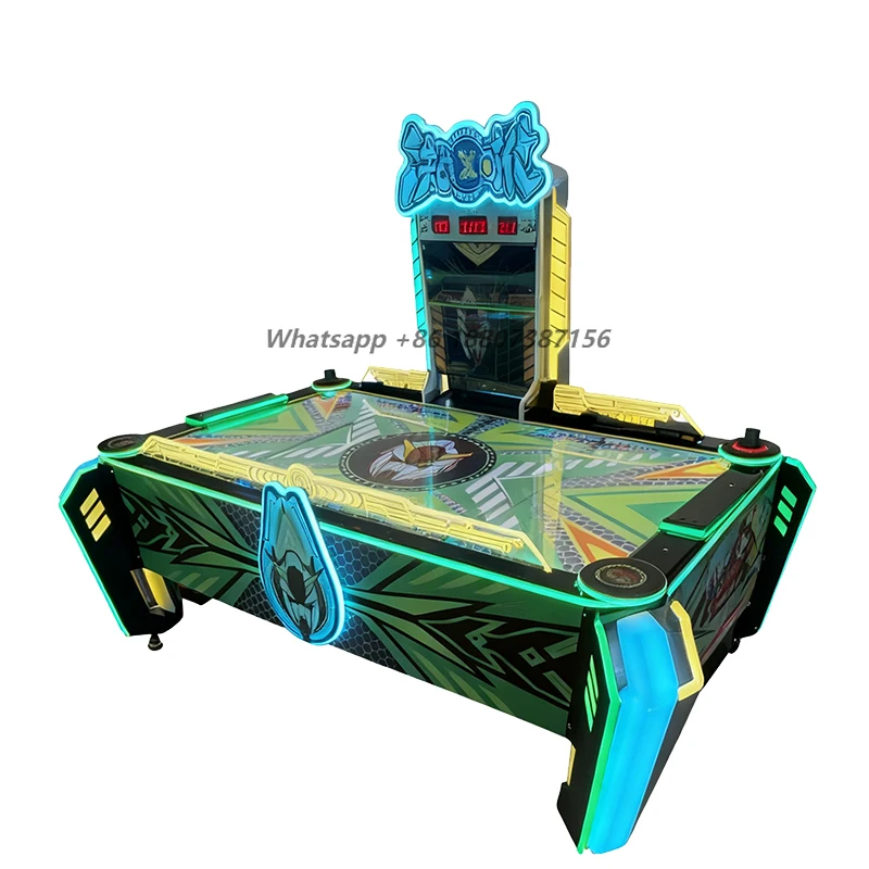 Arcade Air Hockey Table Machine LED Light up Coin Operated Ice Hockey Game Table for Kids Adults Amusement Center