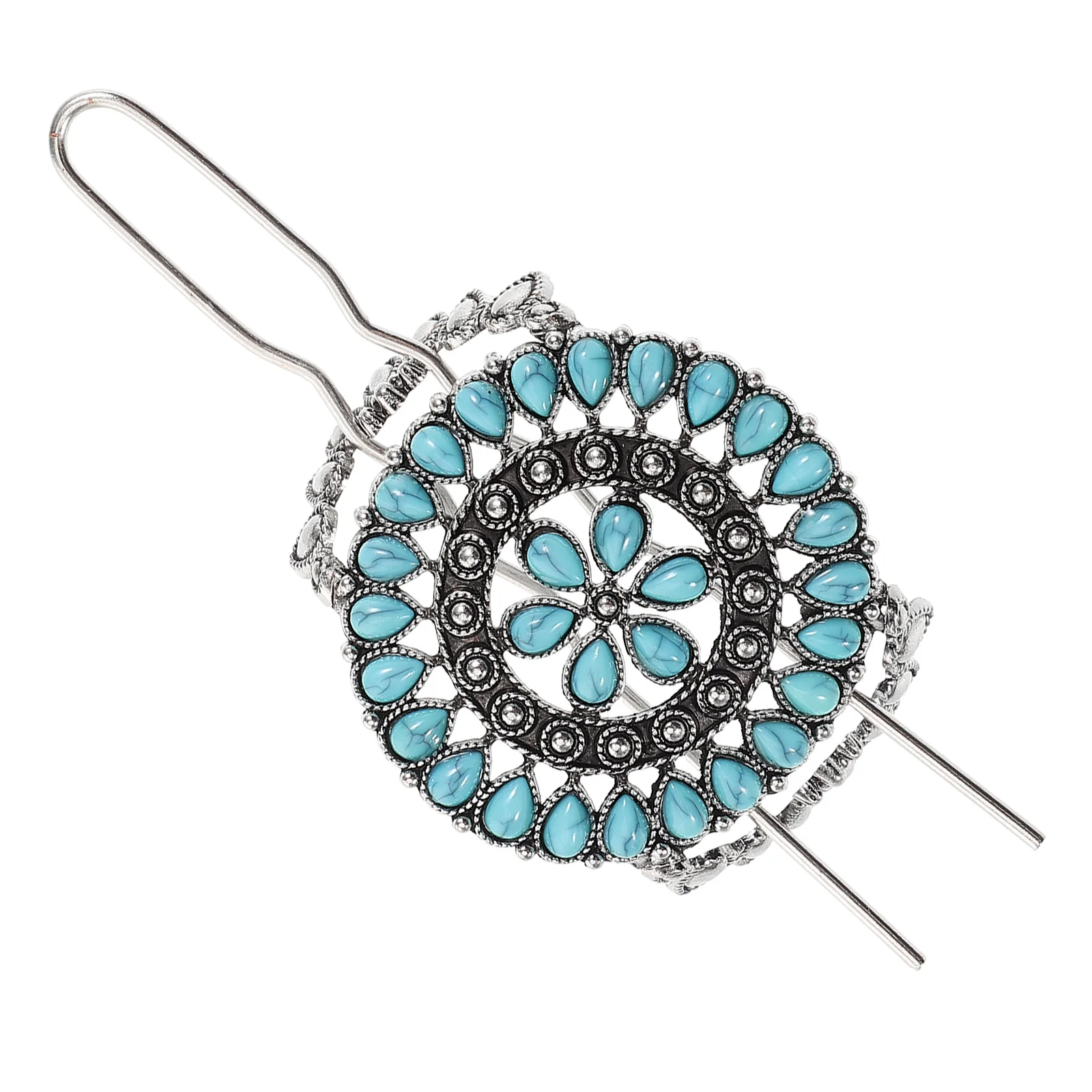 

Hairpin Holder Fork Women Turquoise Clip Chinese Style Headdress Retro The Flowers Stick Vintage