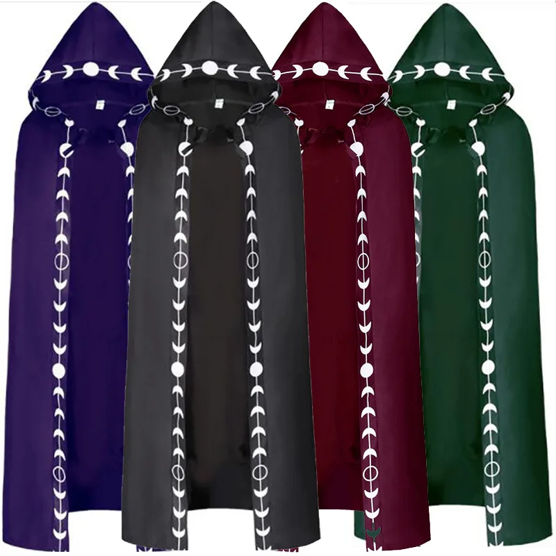 2025 New Halloween Multi Color Hoodie Embroidered Cloak for Men and Women, Large Medieval Renaissance Multi Color Unisex Cape