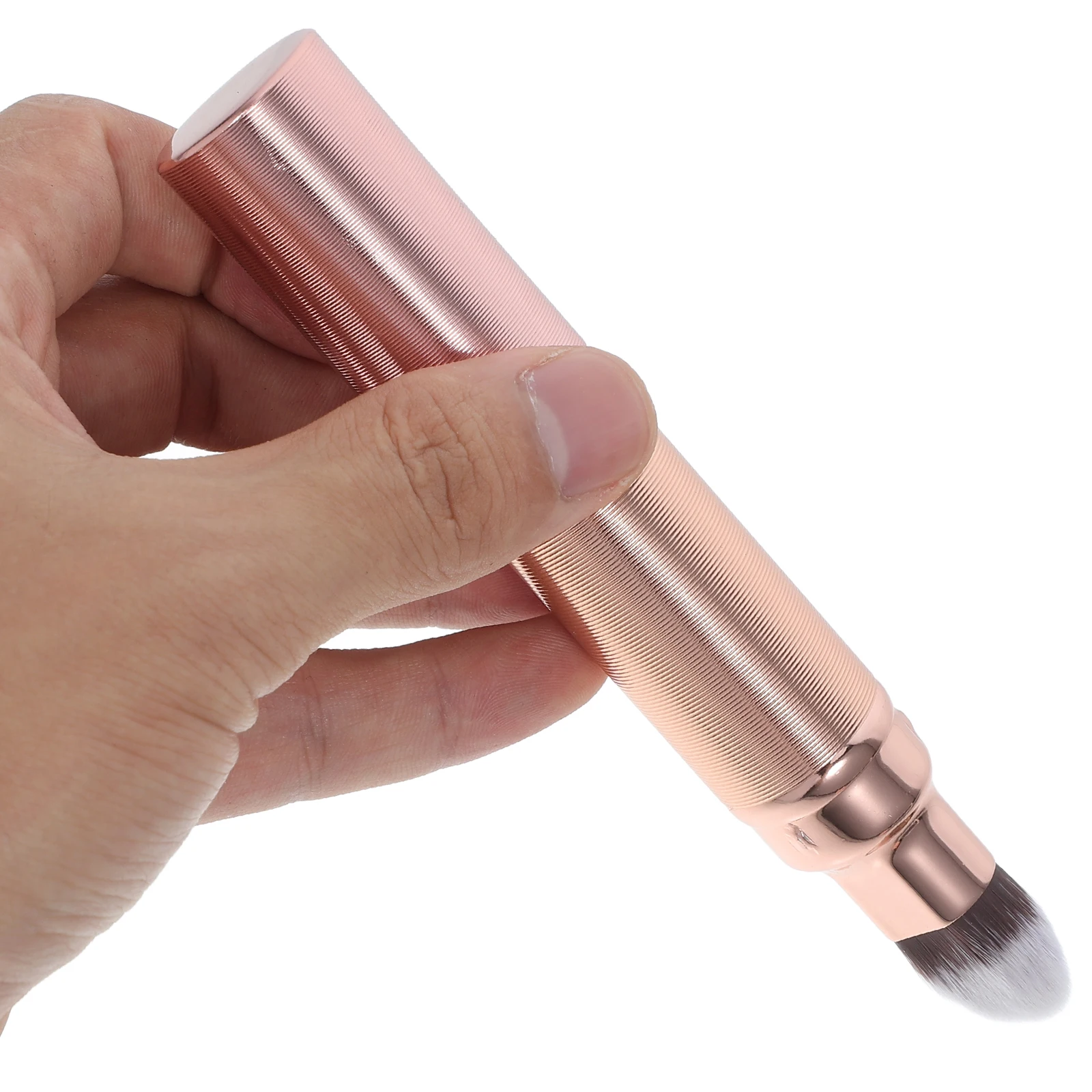 Brocha de maquillaje de doble punta, cerdas suaves portátiles, sin caída para polvo suelto, corrector, mezcla, herramienta de maquillaje retráctil para mujeres