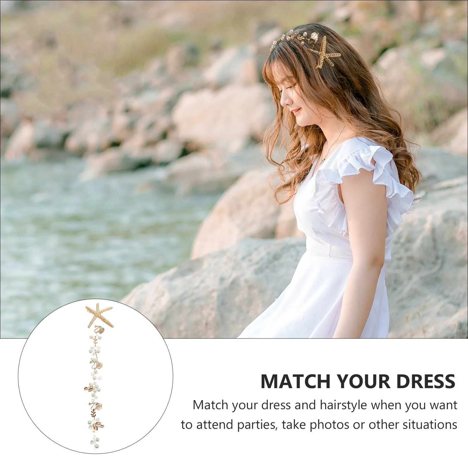 

Pearl Headpiece Beach Wedding Hair Accessories Alloy Bridal Hairband Elegant Women Hair Ornament for Party Ceremony Photos