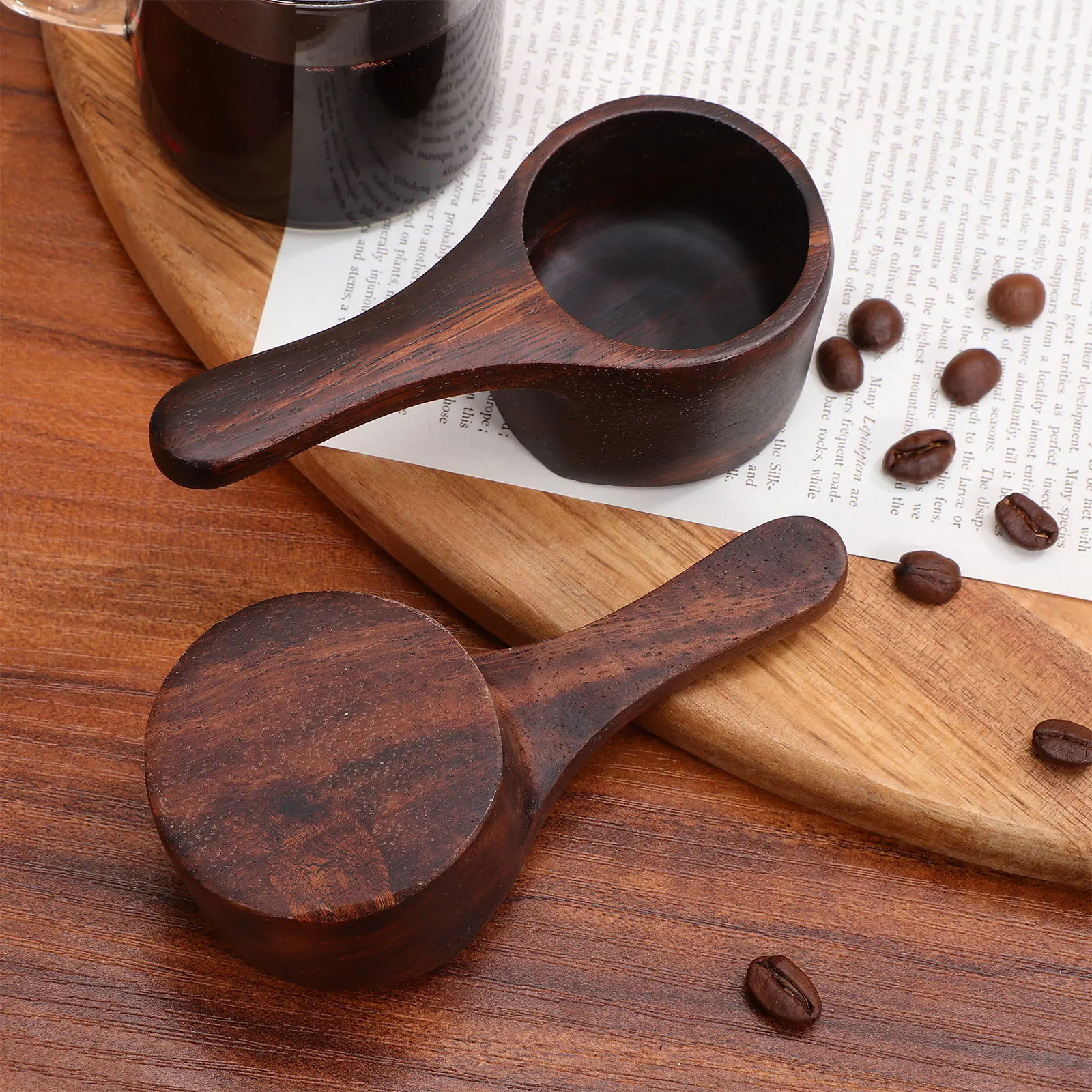 

2pcs Wooden Measuring Spoons 1.8In Diameter Coffee Scoop For Milk Powder Sugar Tea Grounds Kitchen Use Lightweight