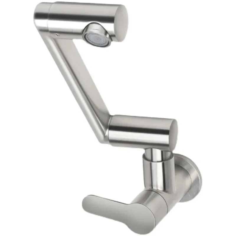 Wall Mounted Universal Folding Kitchen Faucet Retractable Single Cold Water Bibcock Basin Sink Balcony Laundry Tap 360 Rotation
