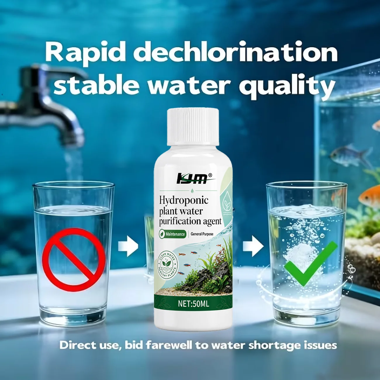 KJM Fish Tank Water Purifier Agent Crystal Clear Water Clarifier Odor Remover Aquarium Treatment for Healthy Fish Environment