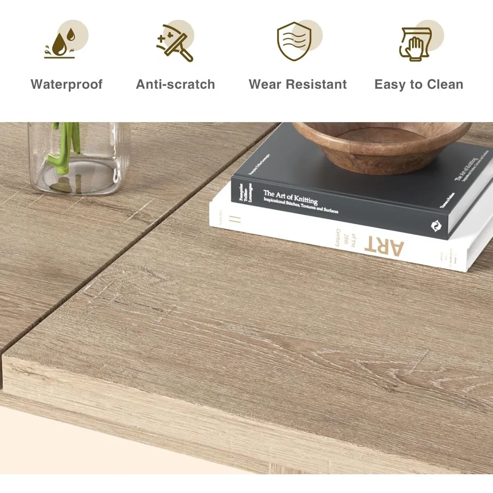 Расширяемые сиденья для обеденного стола 6-10, деревянный кухонный стол 55–78 дюймов, современный стиль середины века, большая прямоугольная трансформирующаяся обеденная зона