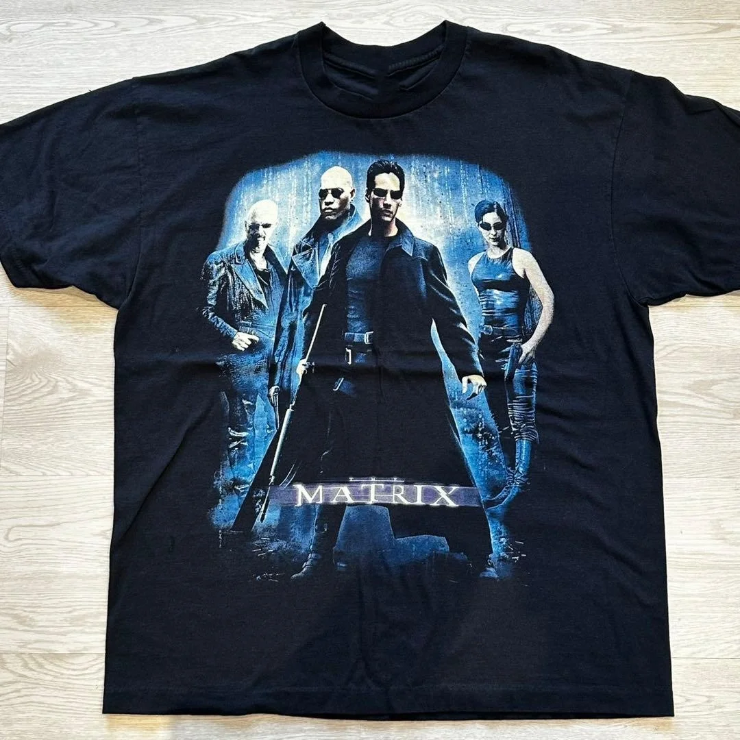 Vintage 1999 The Matrix Movie Promo Neo Trinity Morpheus Graphic T-Shirt Cotton Men Women Streetwear Tee