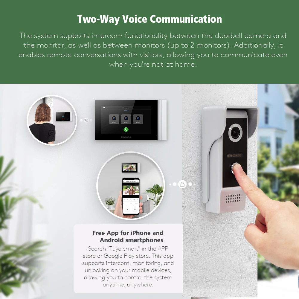 4 سلك 7 "اليدين الحرة WIFI Tuya APP HD أمن الوطن فيديو باب الهاتف نظام اتصال داخلي 1080P IP65 كاميرا جرس الباب كشف الحركة #5