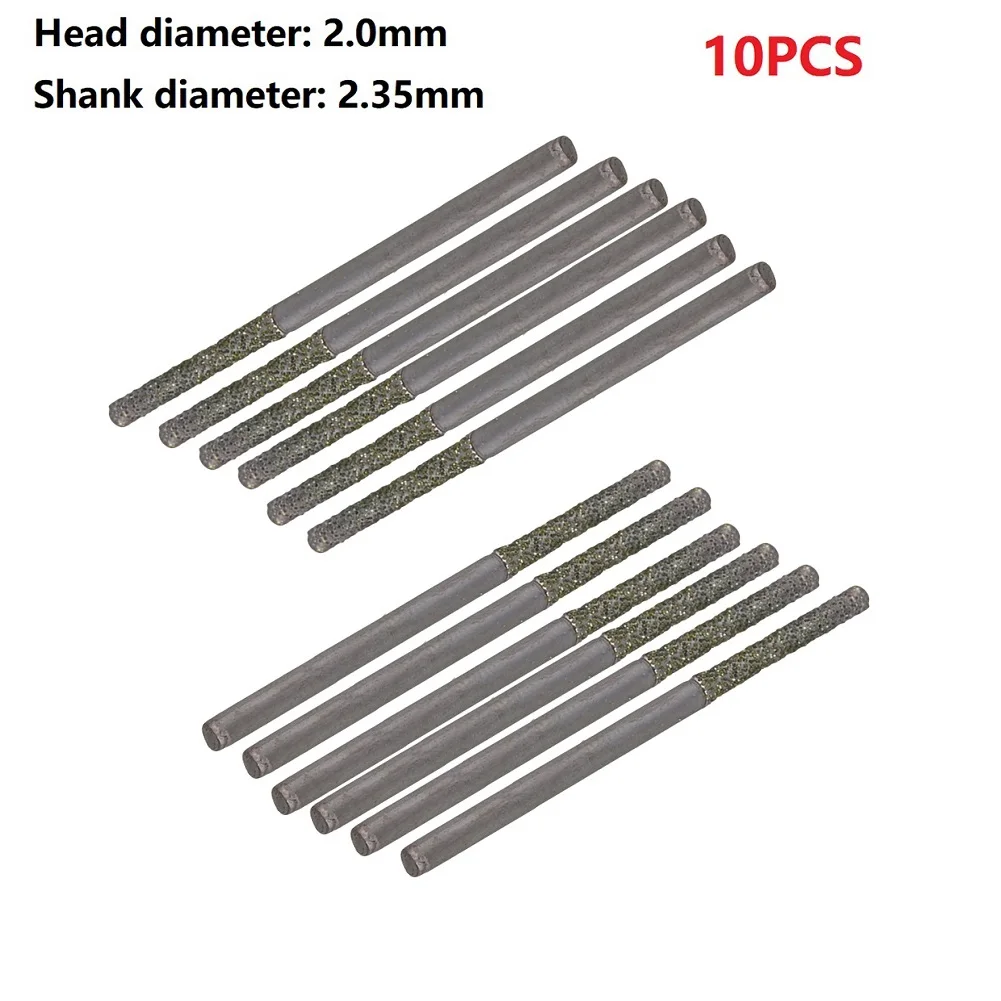 Boor Bitsdrill Bits Lapidair Zilver Staal 10 Stuks 2.35Mm Schacht 2Mm Gecoate Massieve Bits Diamant Edelstenen Boornaald Nieuw