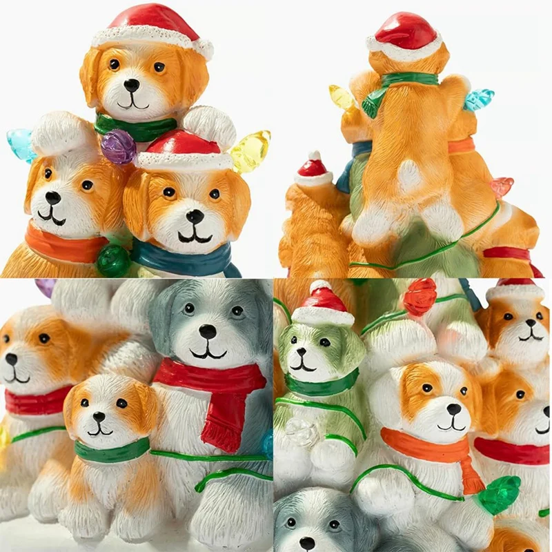 Holiday Puppy Lights Handmade Resin Christmas Tree For Puppies - Cute Help Feed Dogs In Need Of Shelter