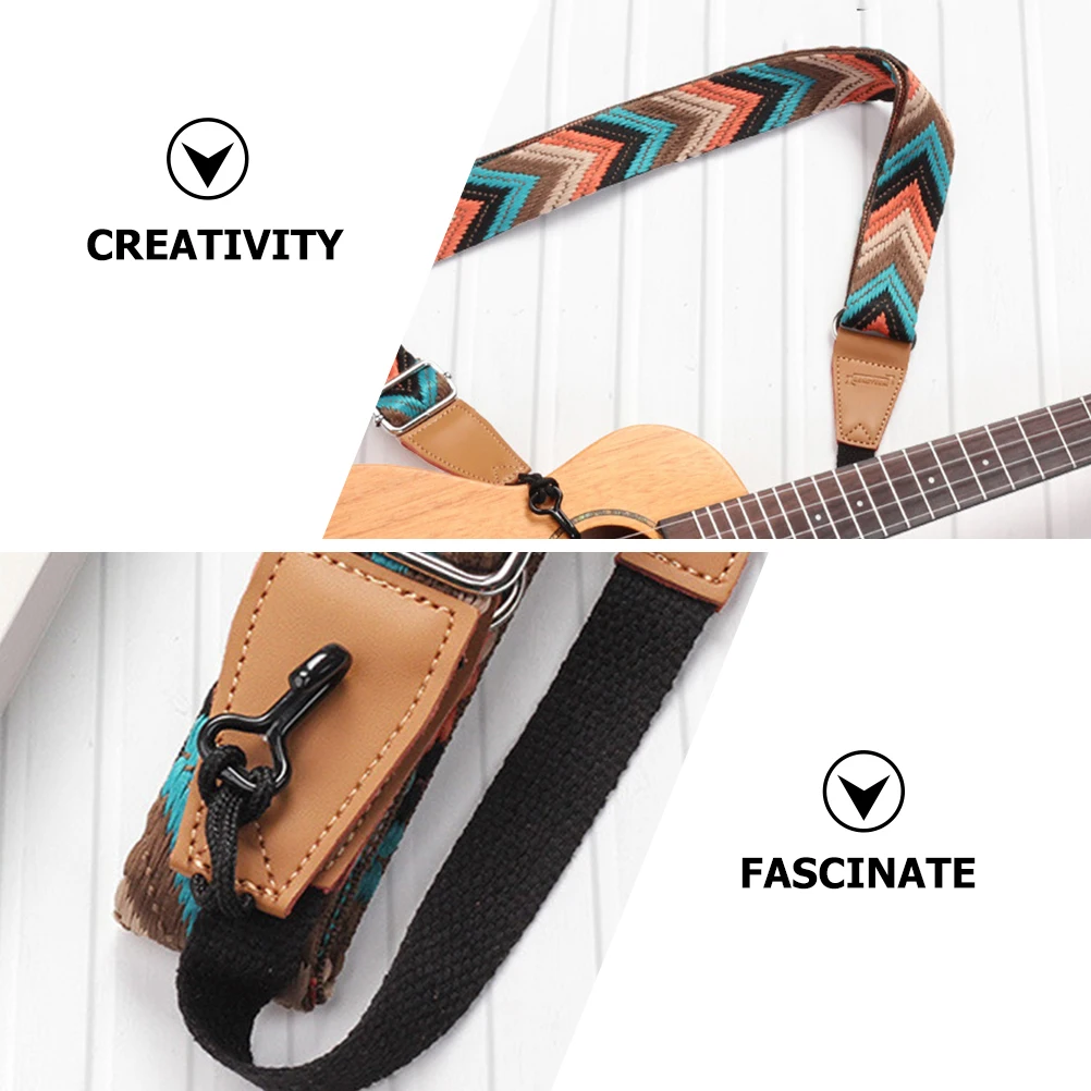 

Ukulele Strap Great Gift for Guitarist Locking Belt Straps Holding Pu Embroidery