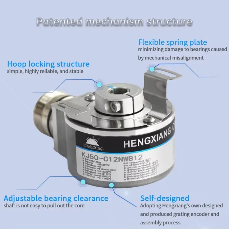 External Speed Sensor KJ50 Absolute Encoder 51mm External Diameter Hollow Shaft 8-15mm IP65 DC5V-30V Thickness 39mm Spring Plate