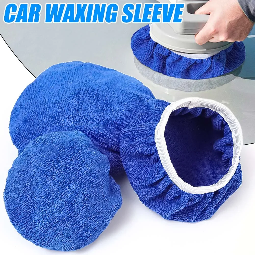 5-10inches Car Microfiber Polisher Pad Wash Buffer Waxing Sleeve Bonnet Polishing Hood for House Auto Cleaning Accessories 10PCS