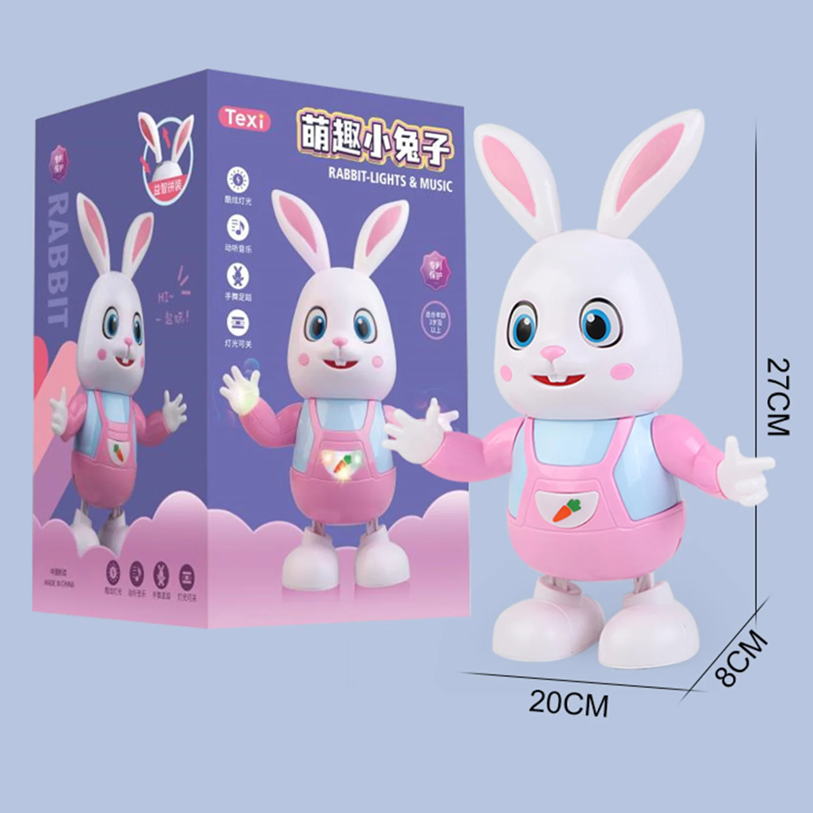 Giocattolo di coniglio danzante musicale elettrico strumento educativo precoce illuminazione giocattolo interattivo per bambini per bambini regalo di compleanno di pasqua di natale