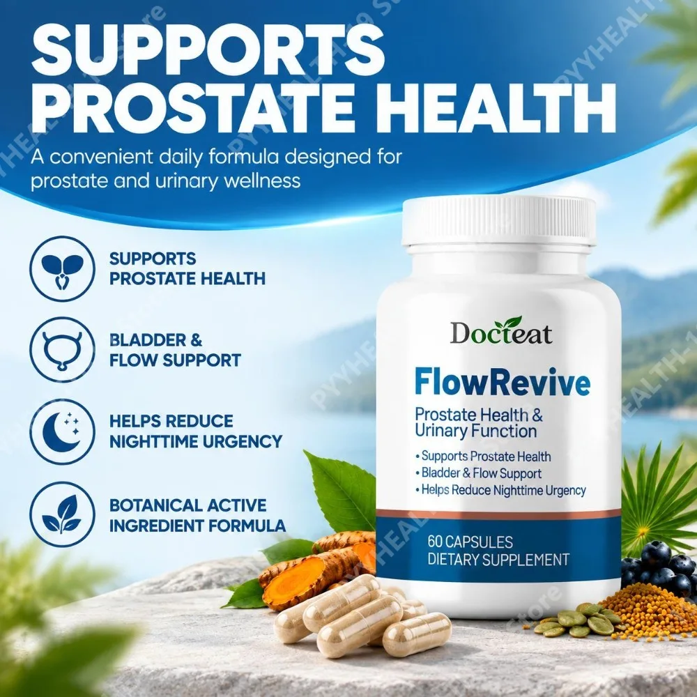 Urinary Flow Support Capsules with Quercetin, Curcumin & Pumpkin Seed for Natural Prostate & Bladder Health Support, 60 Capsules