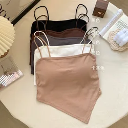 Women Summer Camisoles Solid Color Padded Base Shirt Sexy T Shirt Sleeveless Tank Top Pullover Crop Top Woman clothes 2024