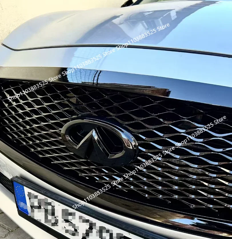 Only for Infiniti Q50 Q50L ABS Glossy Carbon Black Pasted Badge Shell Front Emblem Rear Trunk Badge Sticker Modify Accessories