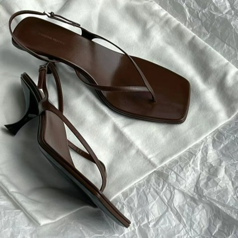

2025 Summer New High Heel Women's Flip Flop Sandals Fashion Narrow Strap Shoes Design Style Party Comfortable Women's Sandals