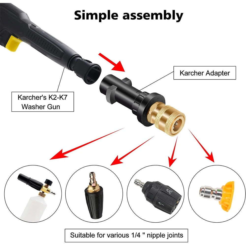 Pressure Washer Gun Adapter 1/4'' Quick Connect Female Fitting Pressure Washer Stainless steel Adapter for Karcher K2-K7