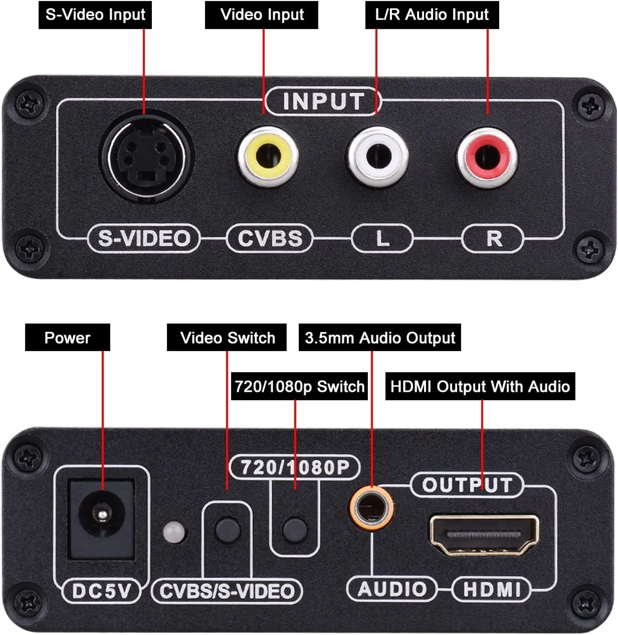 Imagem -03 - Cvbs Composite & S-video r l Áudio para Hdmi Conversor Adaptador Suporte 720p 1080p com 3rca S-cabo de Vídeo para Nes Snes N64 cv 3rca