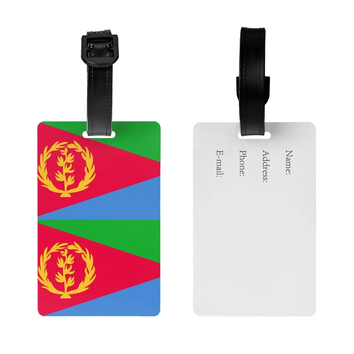 Label bagasi bendera Eritrea kustom dengan kartu nama penutup privasi Label ID untuk koper tas perjalanan