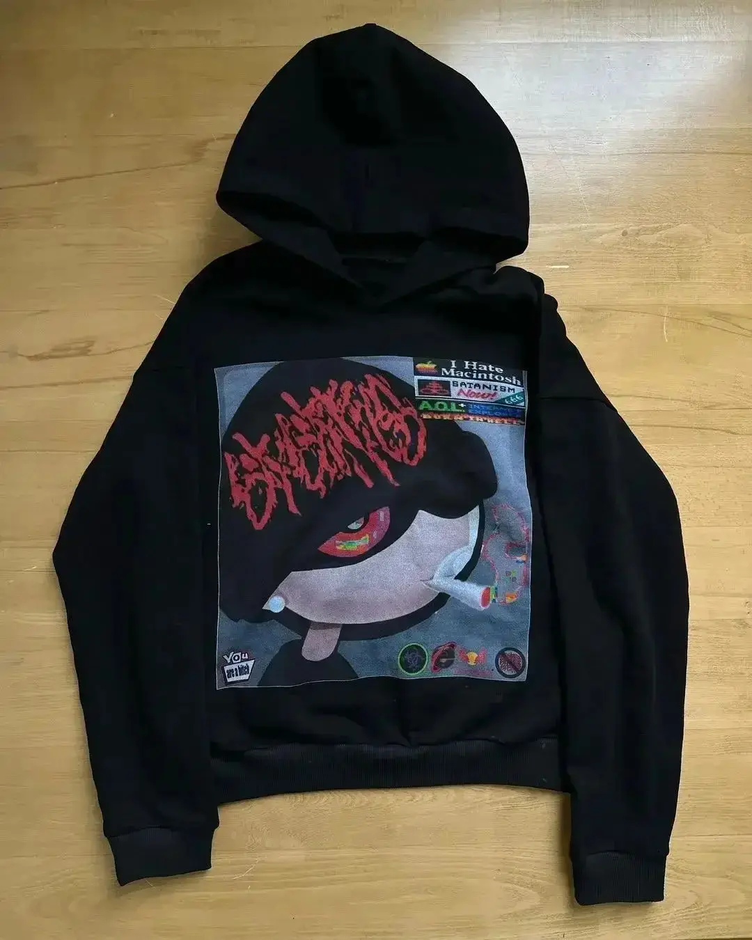 

Harajuku Vintage Hoodie Plus Size Gothic Streetwear Top Trash Hoodie Ladies Couple 2000s Sweatshirt Gothic Y2k Clothes