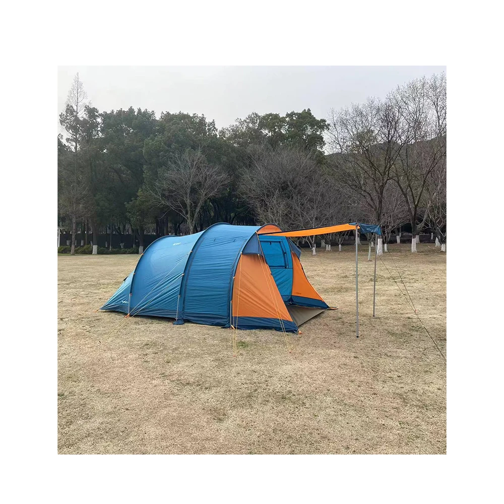 Wildrex 1.9m high 4 person tunnel tent  two-bedroom one-living room super large space family  4P camping 