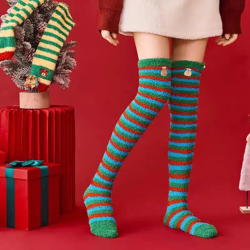 

Рождественские чулки из кораллового флиса, детские зимние флисовые утолщенные теплые защитные носки, носки-тапочки, гольфы с героями мультфильмов