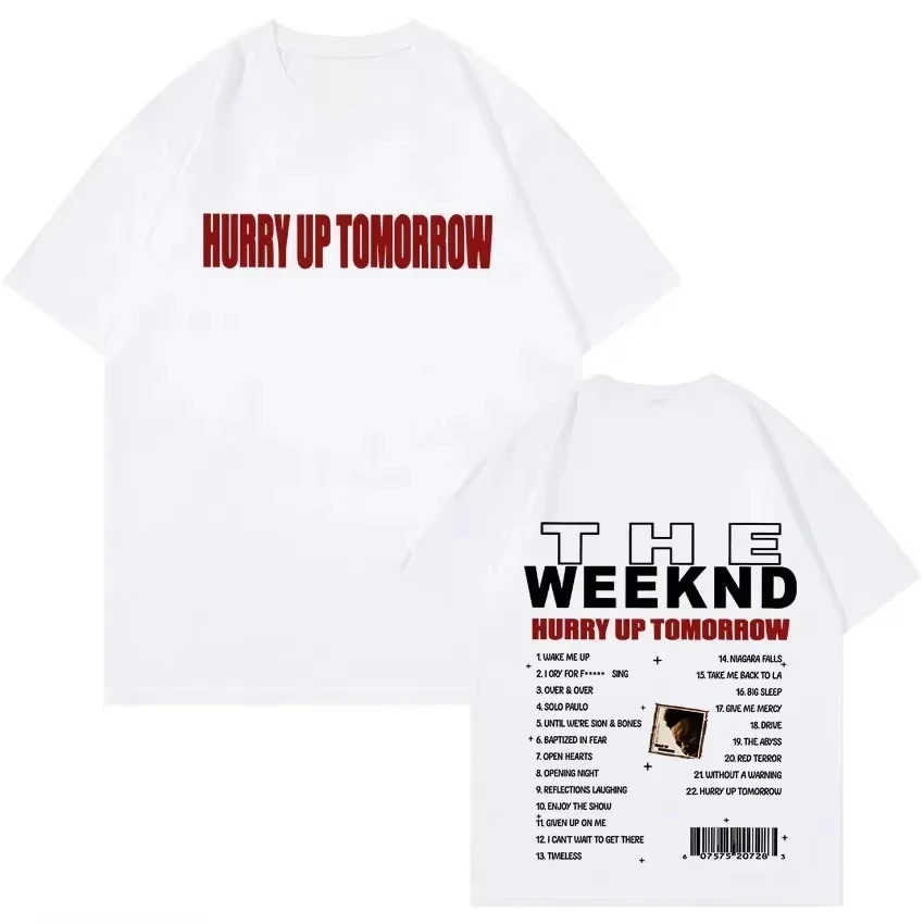 Vintage Hip Hop Short Sleeve T-Shirt, Comfort Casual The Weeknd Hurry Up Tomorrow Album Tour Merch Printed Top T-shirt