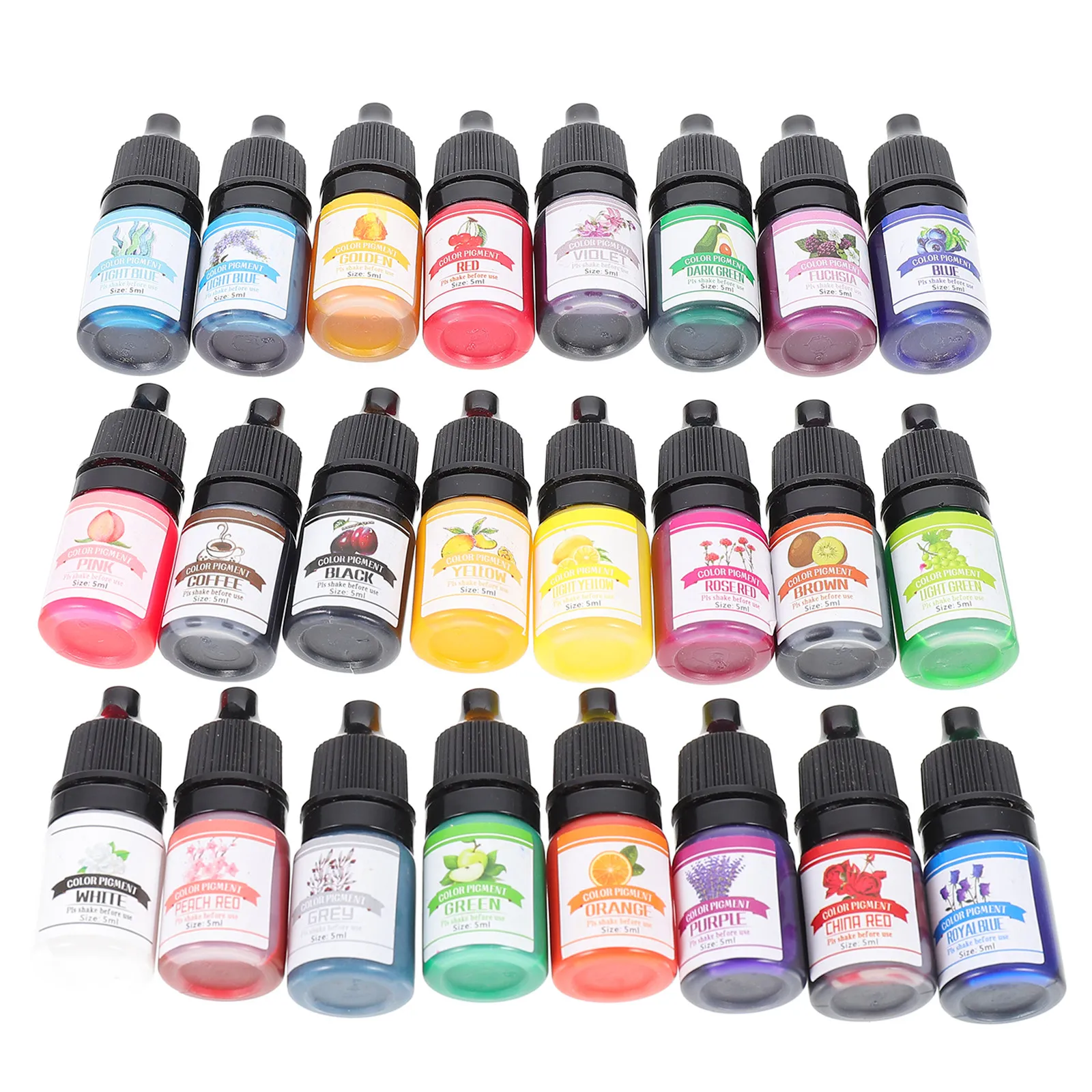 Liquid Resin Pigment 24 Translucent Colors High Concentration Dye for Epoxy Art Nails Polymer Clay Crafts