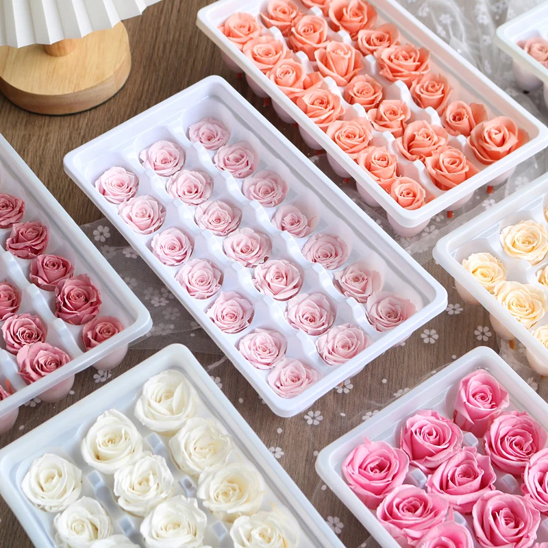 2-3CM/21pcs,Grade B Mini Preserved Roses Heads,Beauty And The Beast Forever Rose,Rose Eternal For Gift,Wedding party Decoration