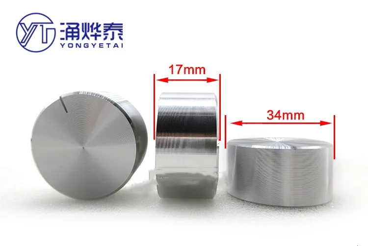 YYT 2PCS Aluminum alloy silver light body 34*17MM knob potentiometer cap band switch
