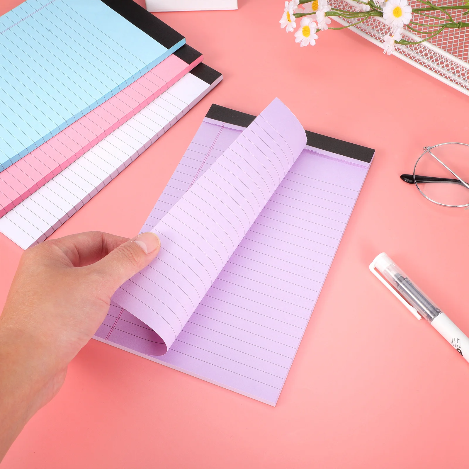 

College Color Note Pad Colored Notebook Paper Horizontal Grid Colorful Sticky Memo Office