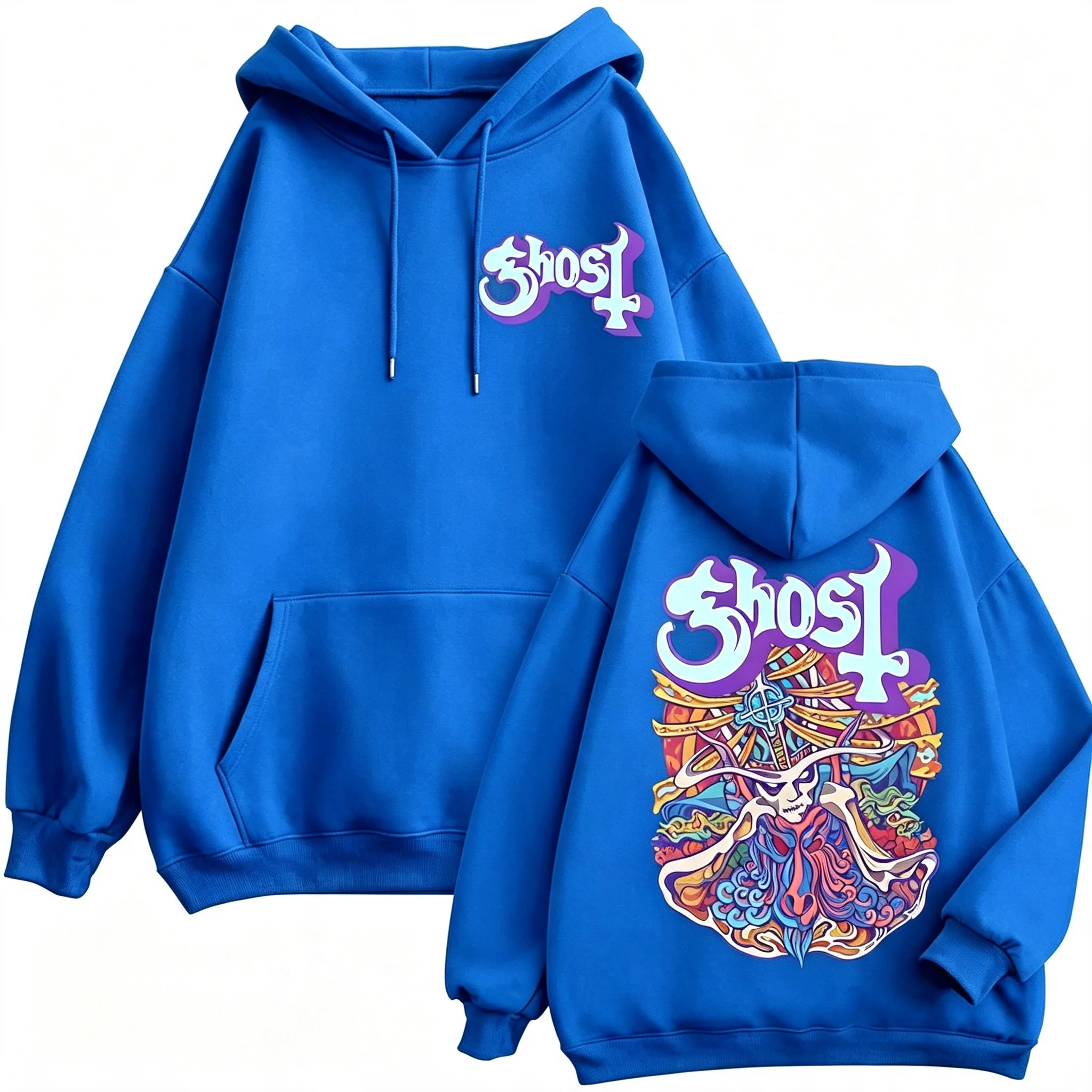 Ghost Band Grafik-Reißverschluss-Hoodies für Männer und Frauen, Modische Y2k Oversized Zip-Up Sweatshirts, Gothic Rock Hip Hop Pullover, Streetwear – Detail 16
