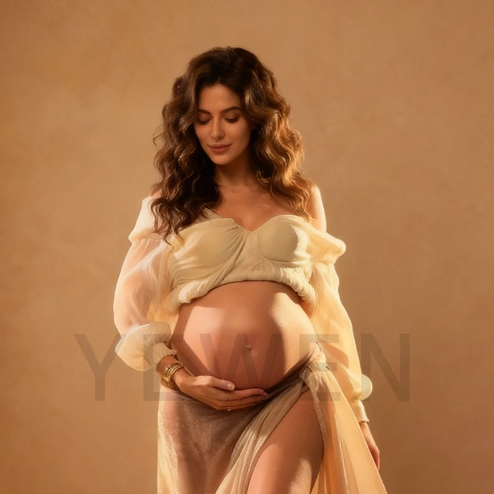 2 Piece Set Maternity Photoshoot Dresses for Special Occasions Women Corset Top with Maxi Skirt Dresses for Pregnant Photography