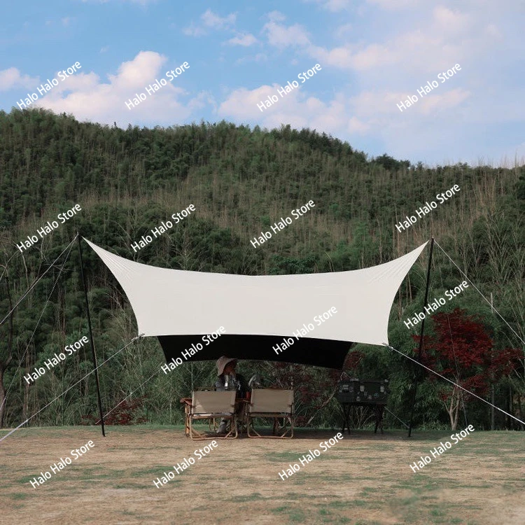 Outdoor camping vinyl canopy sunshade sunscreen rainproof oversized camping shed 4.4 * 4.3m