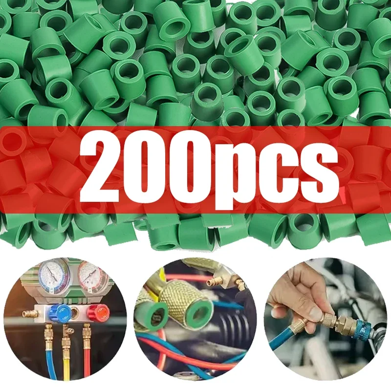 New Green Air Conditioning 1/4'' Charging Hose 1/4'' Valve Gasket Manifold Repair Seal Kit Replacement Car Accessories 200/50pcs