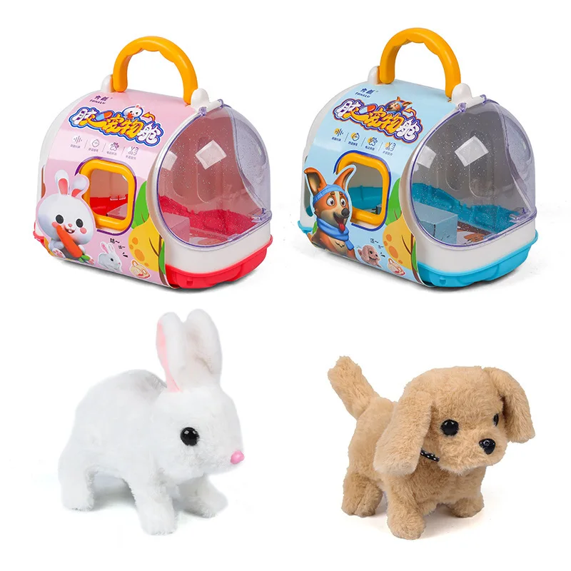 Nuevos juguetes de peluche eléctricos para niños, bonito conejito, simulación de cachorro, caminará, corteza, nódulos, cola, juguete interactivo para regalo para mascotas