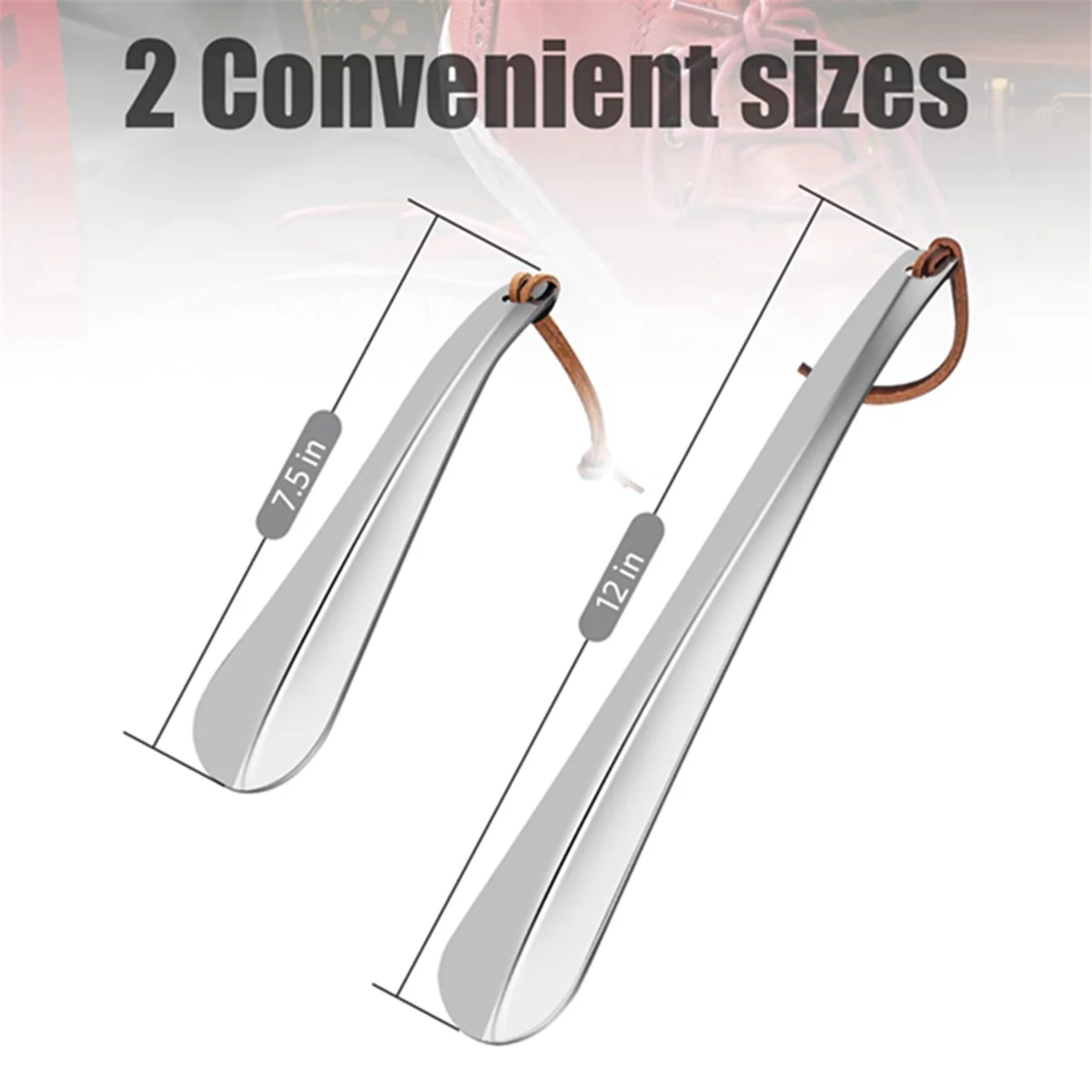 ชุดแตรรองเท้าเขากวางแต่งบ้านรองเท้าสั้นยาวแบบพกพาแตร sepatu bepergian เหล็กสแตนเลสยาว