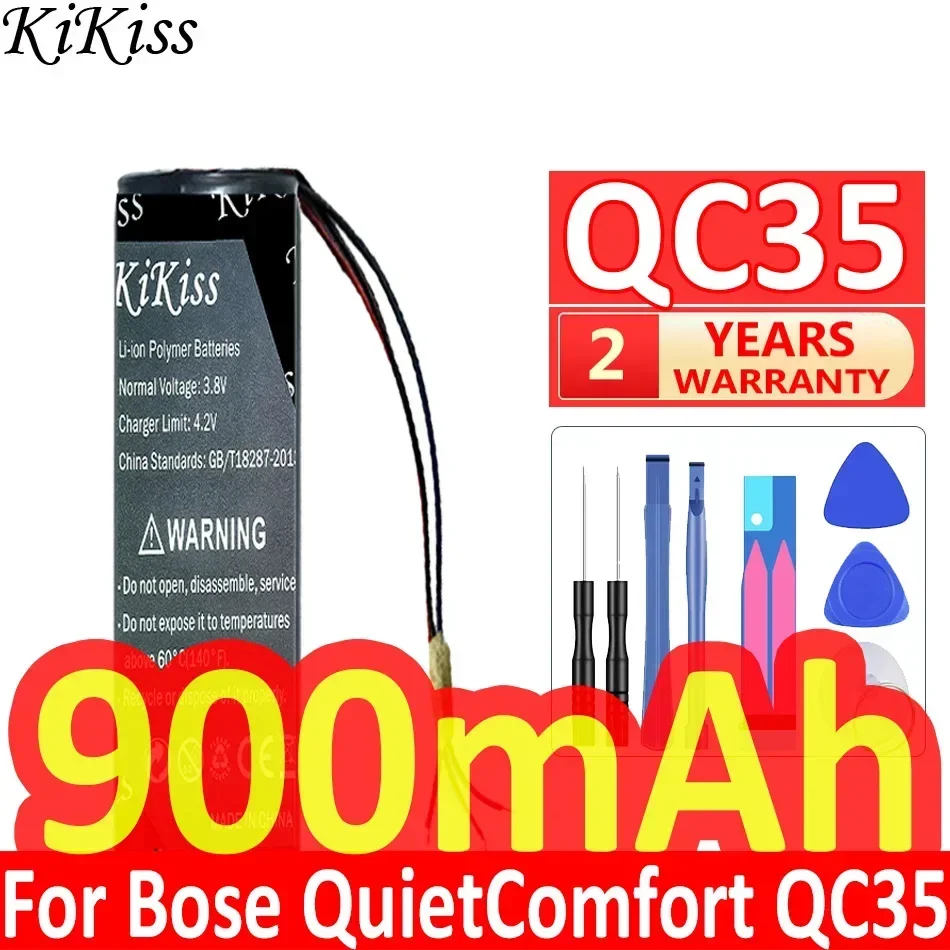 750mAh/900mAh KiKiss Powerful Battery for Bose For QuietComfort 45 QC45 QC35 II Accumulator 3-wire