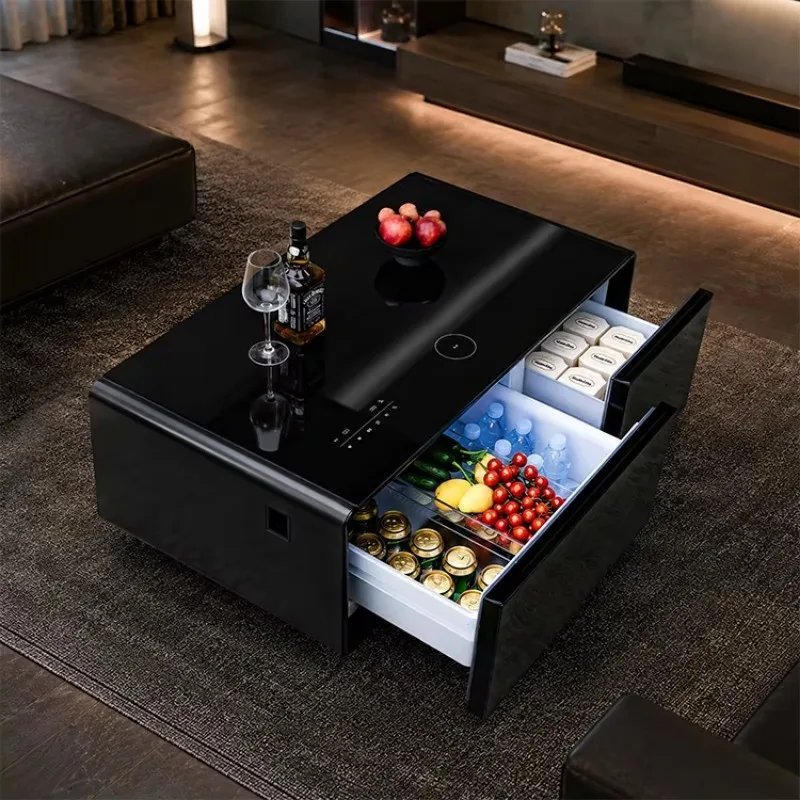 Hot-selling Smart Coffee Table With Refrigerator And Freezer Drawers USB Ports Wireless Charging USB Ports For Office Apartment