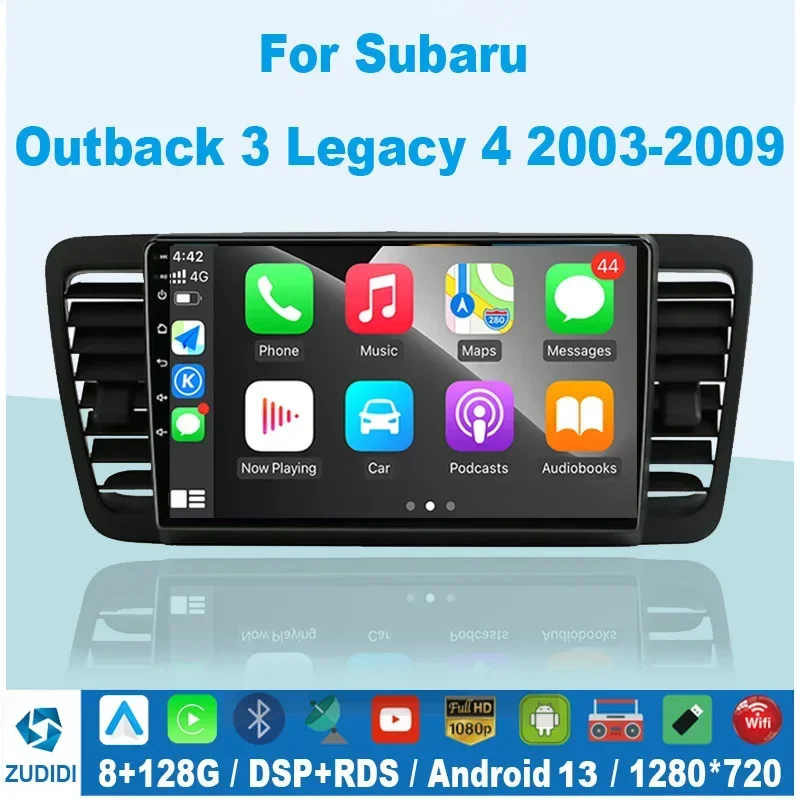 

9" 2din Android 13.0 4G+WiFi carplay Car Radio Multimedia Video Player Navigation GPS For Subaru Outback 3 Legacy 4 2003-2009