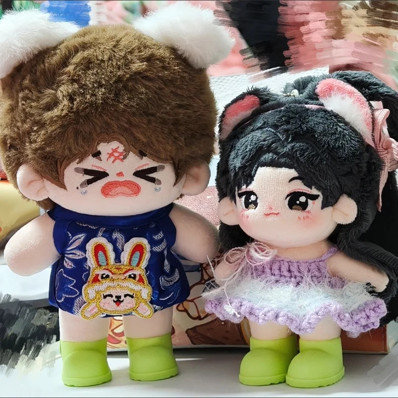 17 سنتيمتر Labubu V1 V2 موضة اللون أحذية المطر معطف واق من المطر 10 سنتيمتر القطن دمية لطيف الأحذية دمية تغيير الملحقات