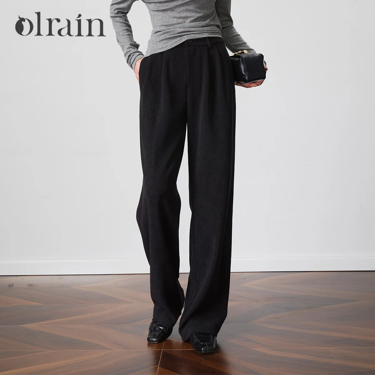 

OLrain Women Fashion Pants Solid Straight Long Pants 2025 Autumn New in Casual Basics Loose Trousers Female Clothing O57QK001262