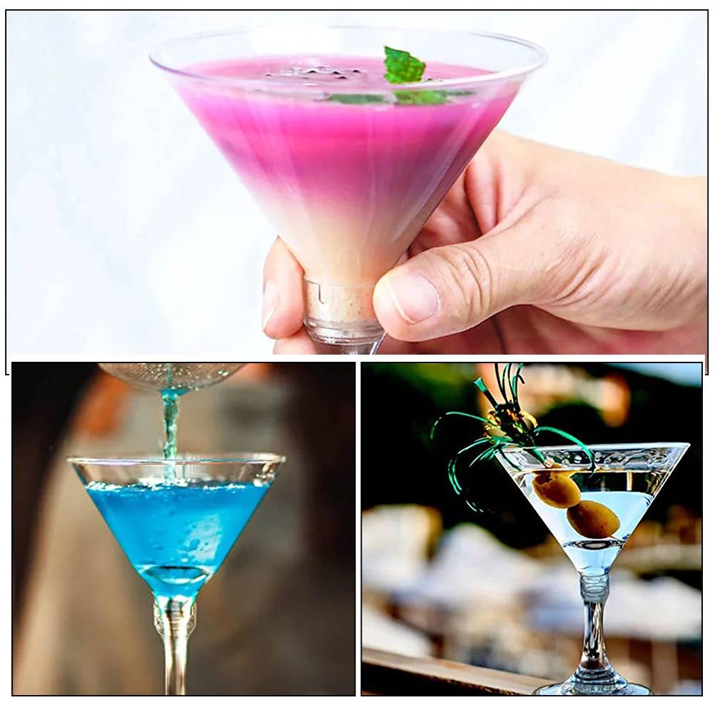 14 Uds. Tazas de cóctel, copas transparentes de plástico reutilizables irrompibles para fiesta, boda, cumpleaños, decoración navideña, servicio de vidrio para bebidas