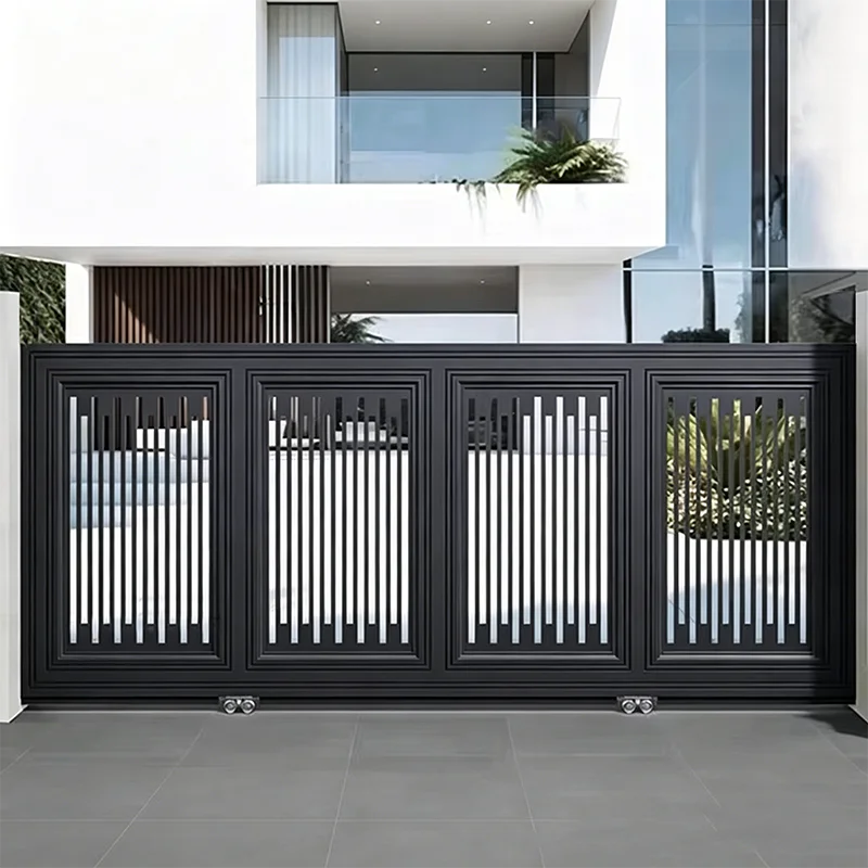 

Modern Automatic Aluminum Swing Side Gate and Single Main Gate for Courtyard Villa Garden Fencing Application