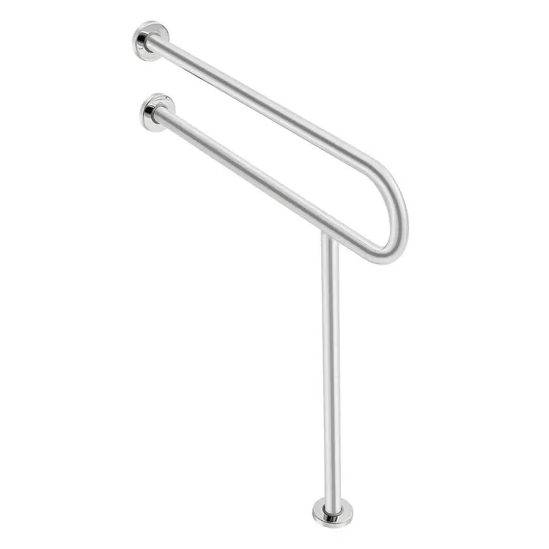 

Toilet grab bar, 780x76x800 mm, wall-mounted support handle for people with disabilities, stainless steel 304 grab bar, with anti-slip grip, safety handrail with support leg & load capacity 136 kg