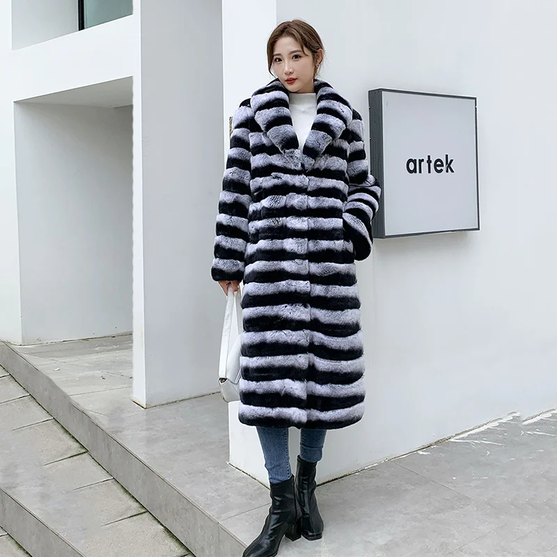 2024 Winter Coat Female Rex Rabbit Fur Coat For Women\'s Coat Casual Lady Clothes Female Fur Jacket Woman Clothing Ladies Coats