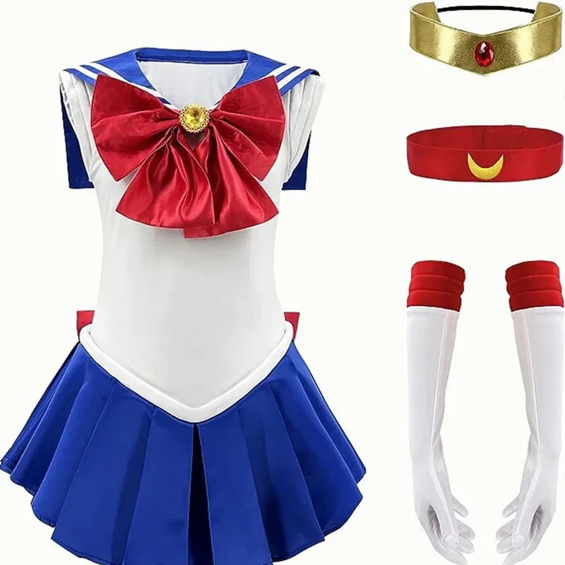 Anime Sailor Moon Cosplay Costume Tsukino Usagi Uniform Dress Outfits Cosplay for Women Kids Halloween Carnivl Party Girl